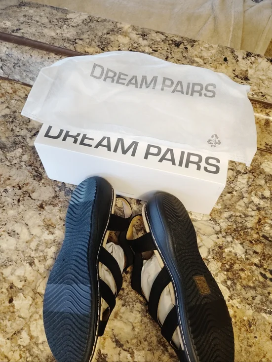 Dream Pairs Black Slingback Sandals with Rhinestone Accent 8 New In Box - Picture 5 of 5